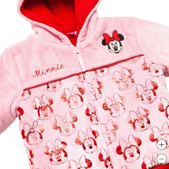 New! Disney Minnie Mouse pink girls kids toddler plush hoodie - Picture 3 of 3